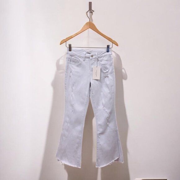 NWT Flying Monkey Denim Cotton Split Hem Mid Rise Crop Flare Jeans - Picture 2 of 12